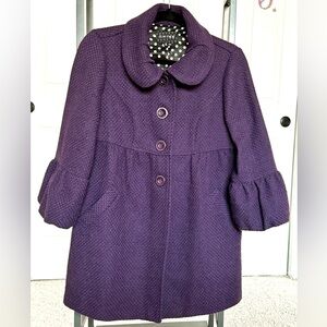 Fun Y2K Eggplant Colored Pea Coat Style Swing Coat, M (juniors)